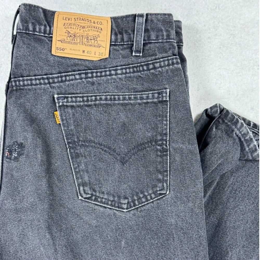 Vintage Levis 550 Orange Tab Relaxed Fit Black Jeans‎ Made in USA 40x30 Mens